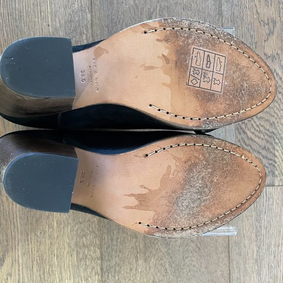 Rag & Bone Harrow Booties | Black Suede Wooden Heel | Women's Size 38.5 - Picture 5 of 9